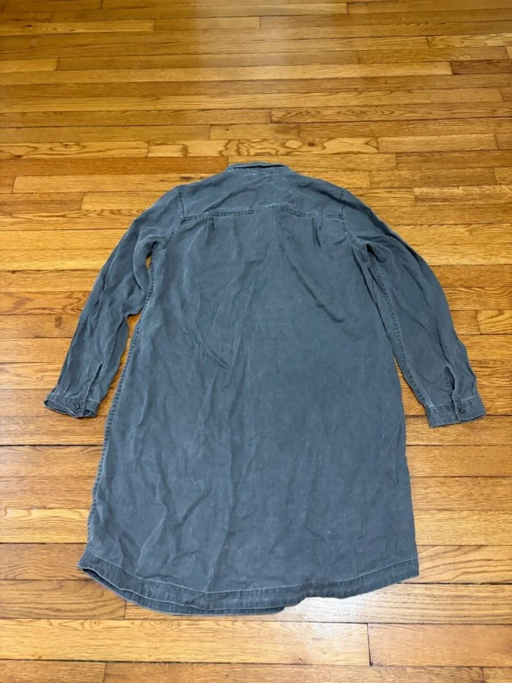 Old Navy Womens Long Sleeve 1/2 Button Shirt Dress Sz Large Gray Tencel Lyocell